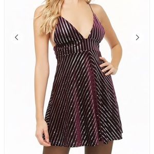 Purple Velvet Sequin Skater Dress